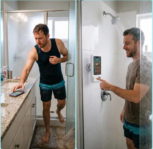 AquaPlay™ Shower Phone Holder + Speaker