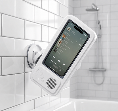 AquaPlay™ Shower Phone Holder + Speaker